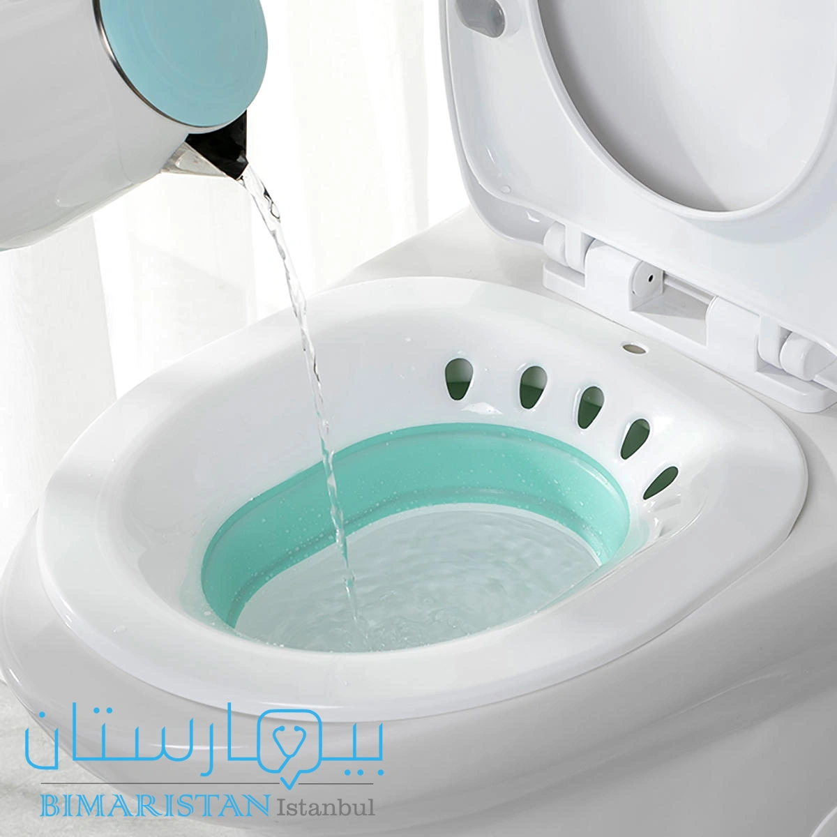 A sitz bath, which is used to treat hemorrhoids at home