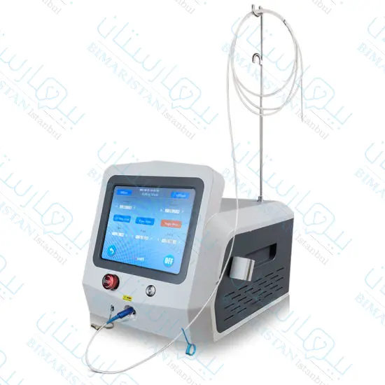 The laser is a small device with a probe used for rectal artery coagulation