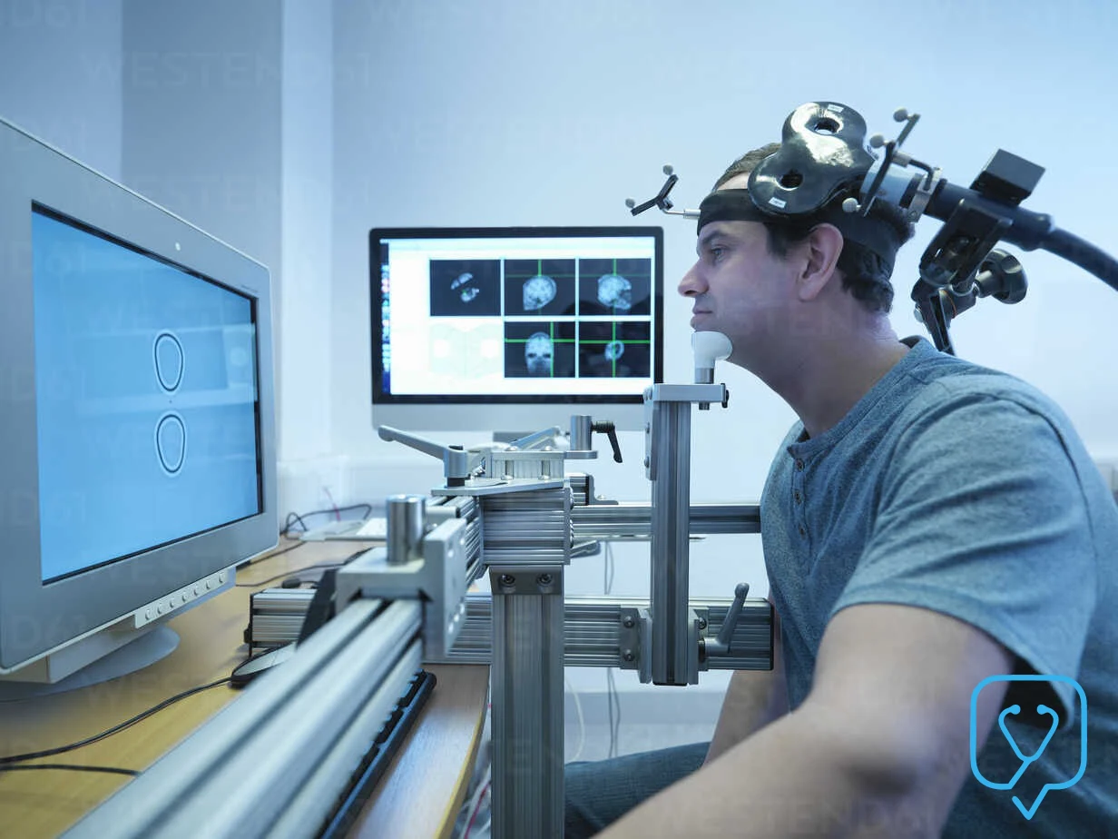 Afazi tedavisinde kullanılan manyetik beyin stimülasyon cihazı