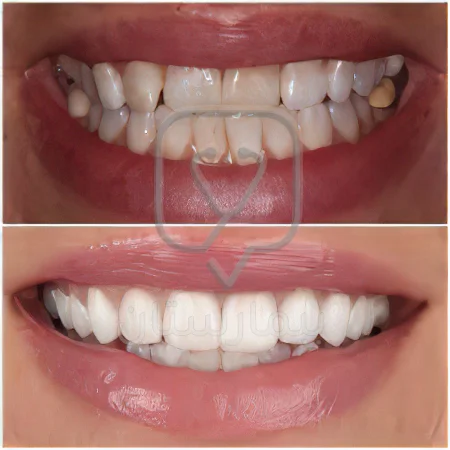 Before/after covering teeth pigmentation using cosmetic veneers